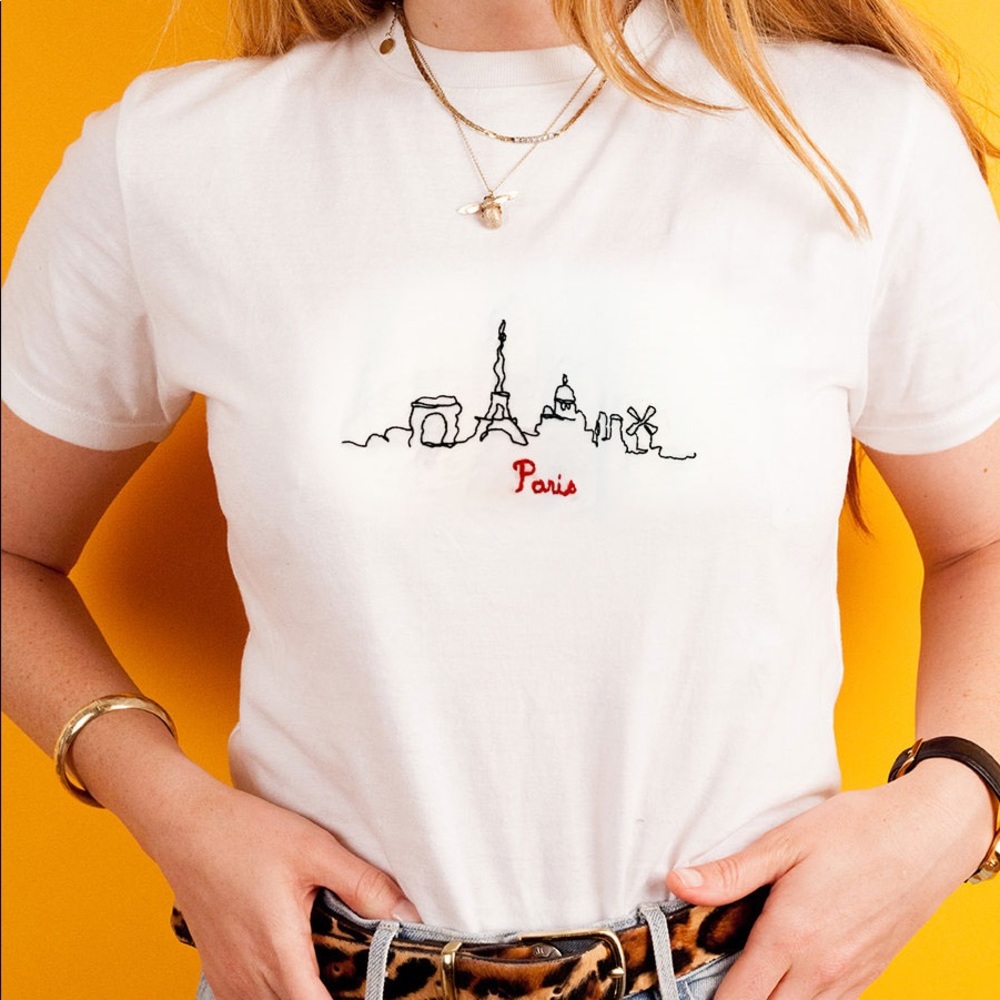 “Paris” Handmade Embroidered Tee
